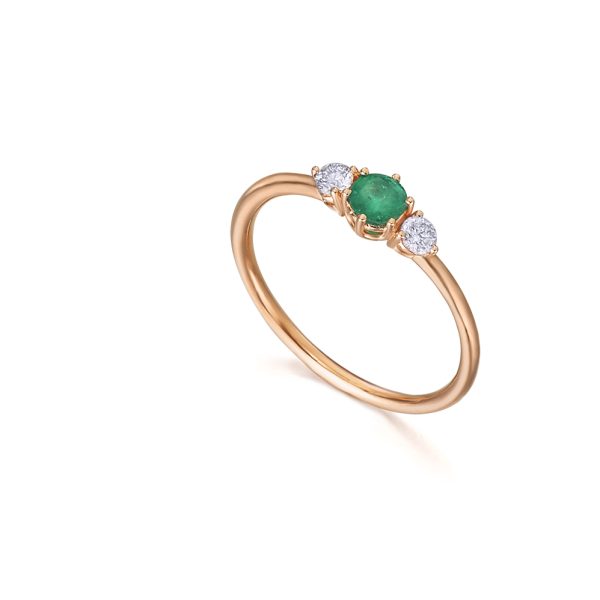 Anillo tresillo esmeralda