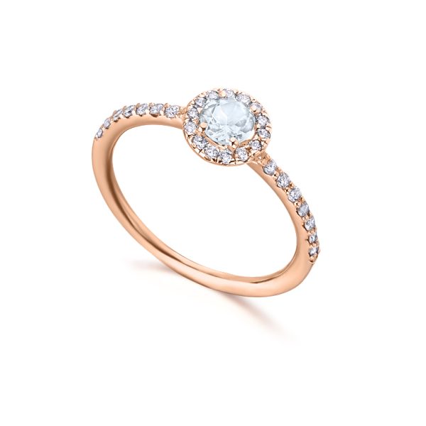 anillo orla con piedra de color