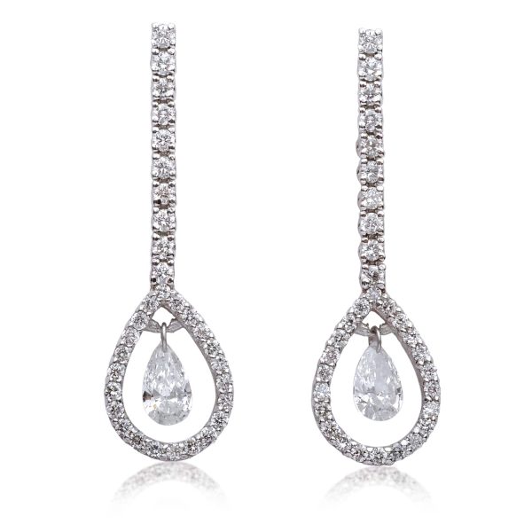 pendientes cascada de brillantes con diamante en movimiento