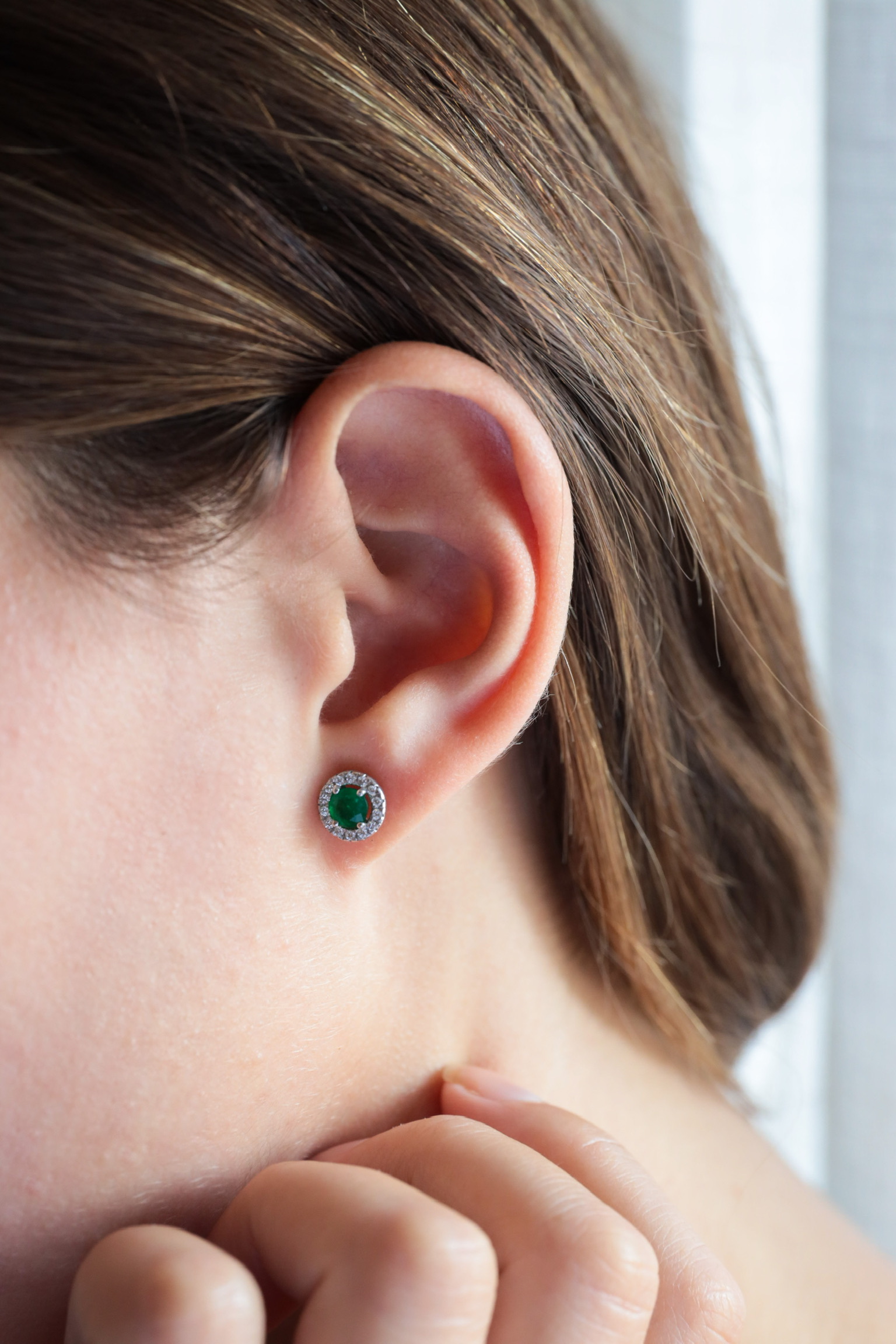 Pendientes orla con esmeralda - Imagen 2