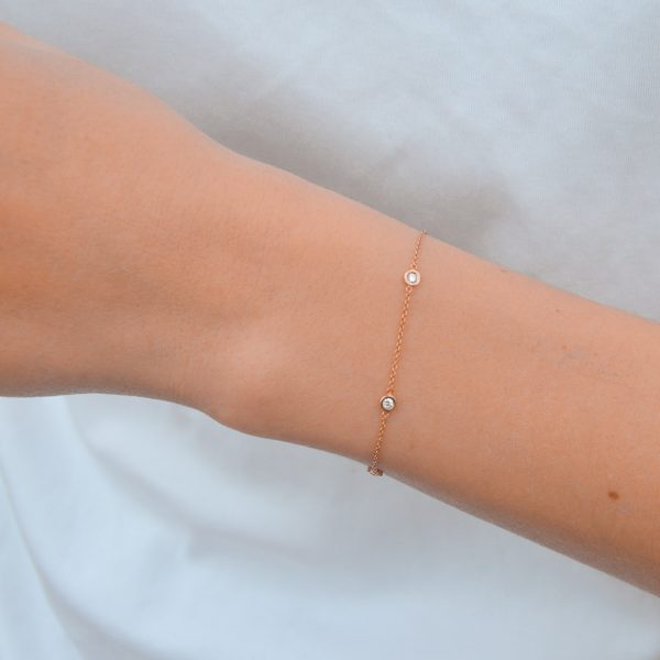 Pulsera chatones de oro y diamantes