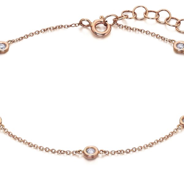 Pulsera chatones de oro y diamantes