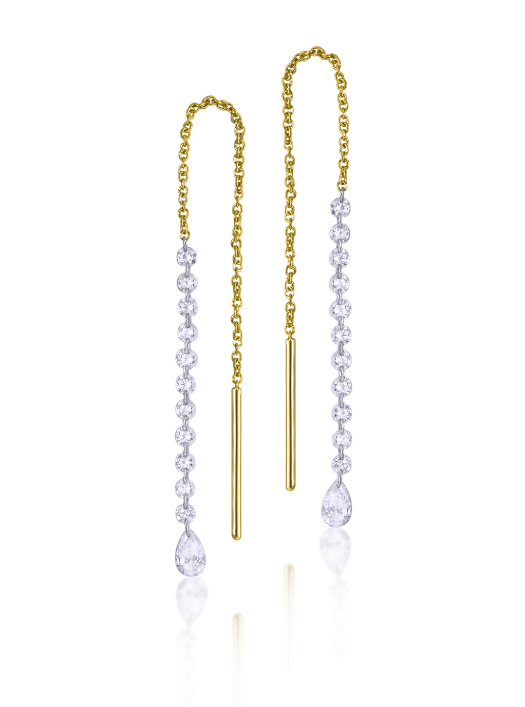 Pendientes largos diamantes blancos