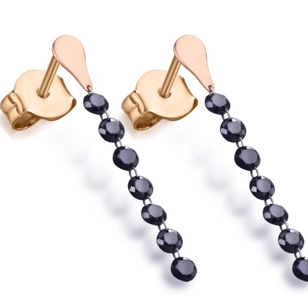 Pendientes con caída de diamantes negros