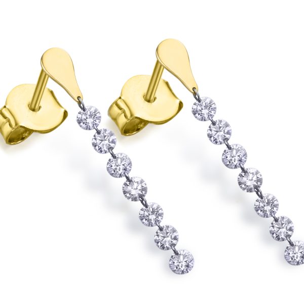 Pendientes con caída de diamantes blancos