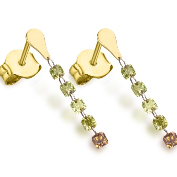 Pendientes con caída de diamantes conyac